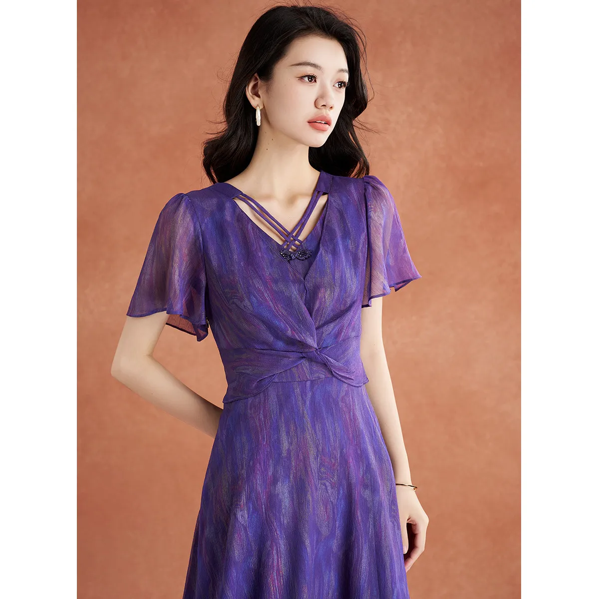 Mylan Short Sleeved Dress Loose Fit Women's Purple