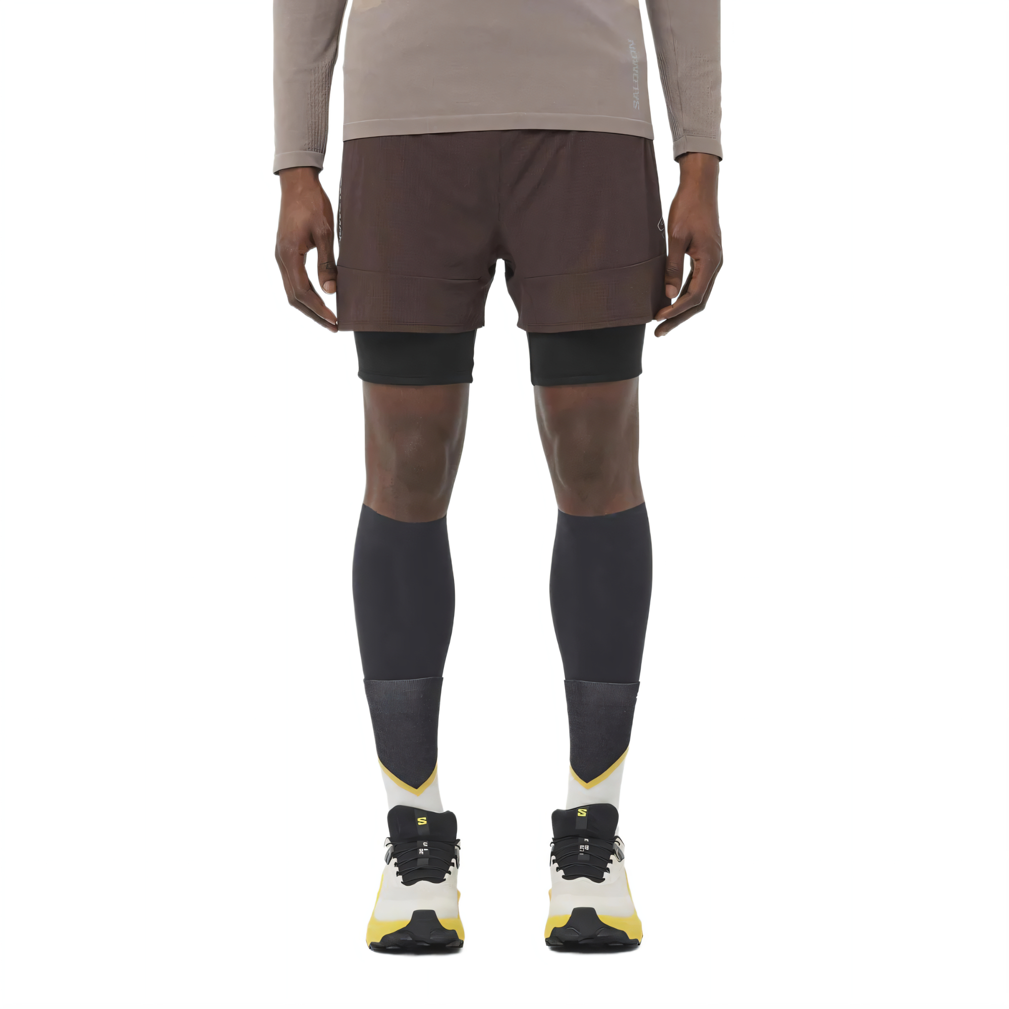 SALOMON Sports Shorts Men’s Dark Brown/Black