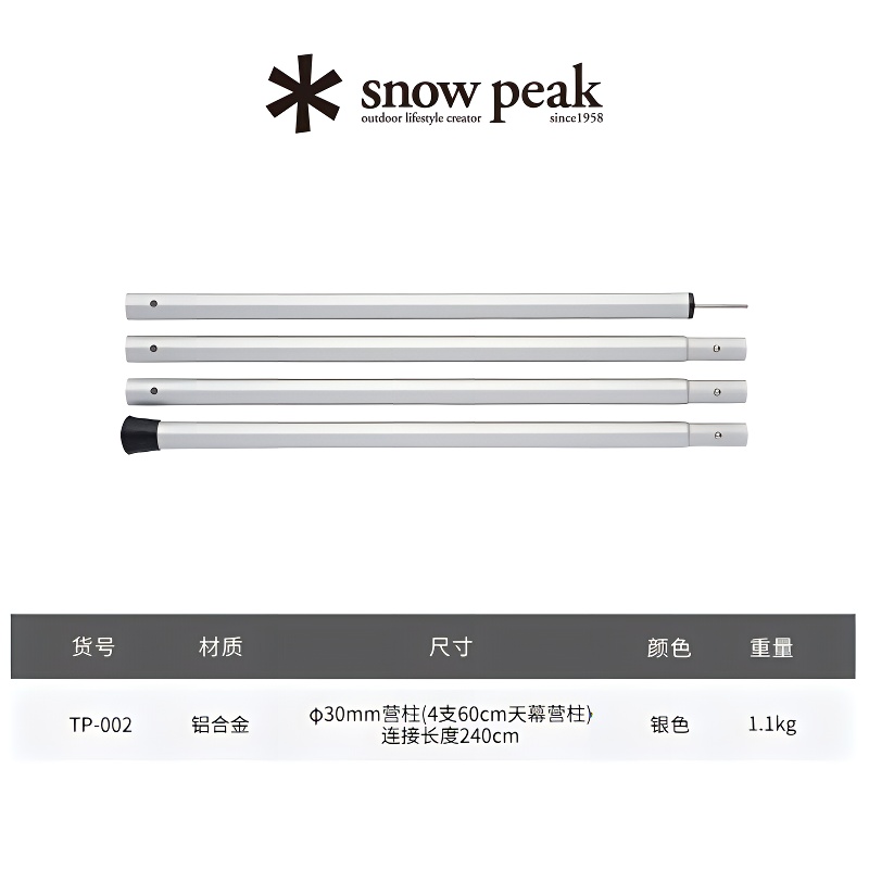 Аксессуары для кемпинга snow peak snow peak 240cm 30mm (серебристый) — фото 2