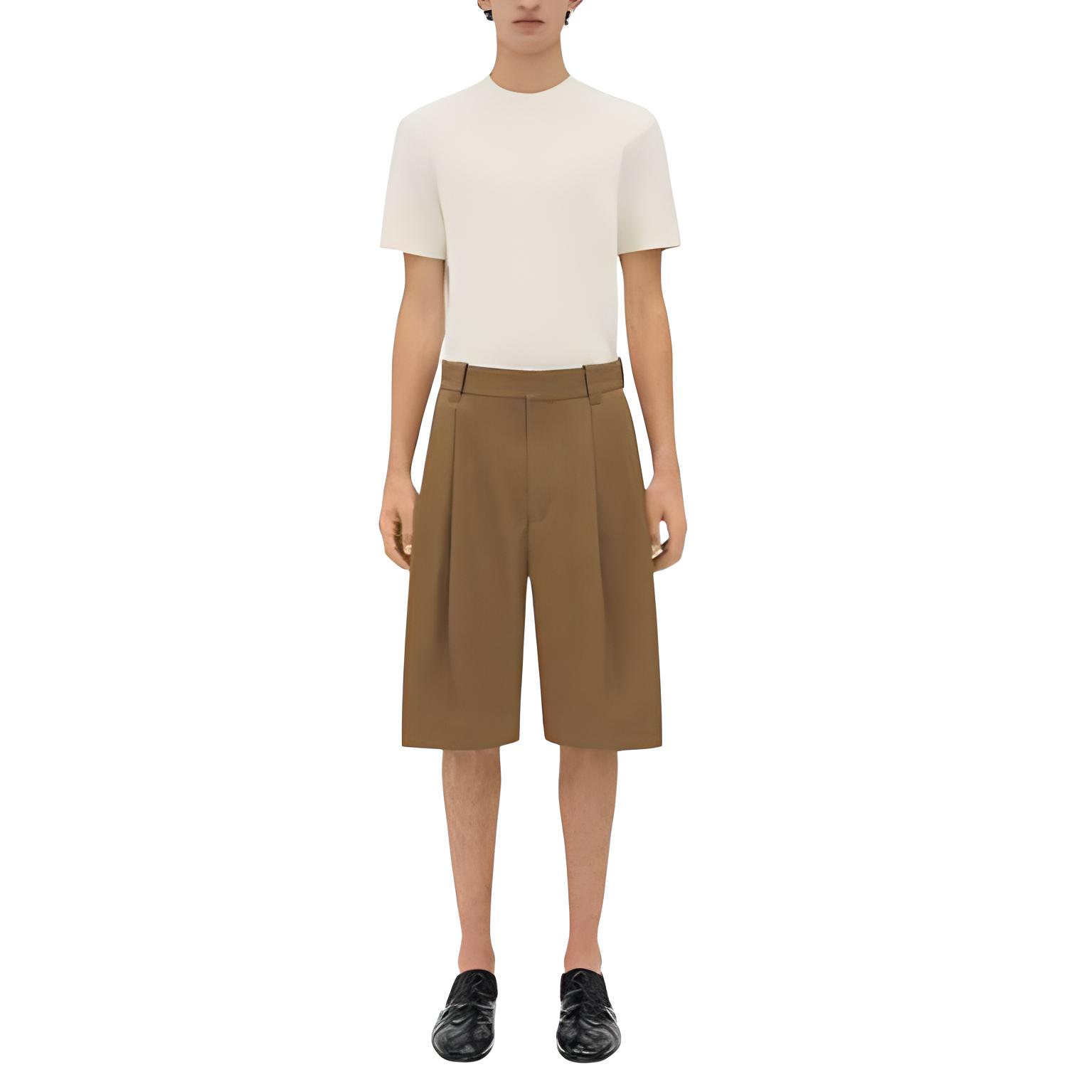 Мужские штаны Bottega Veneta Gabardi Shorts (коричневые) — фото 4