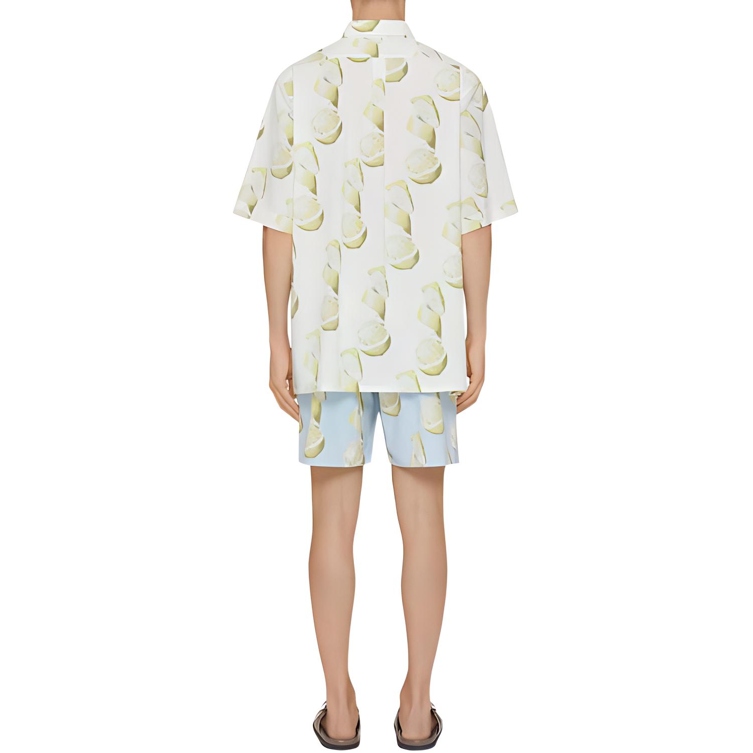 Givenchy Swim Shorts In Cotton Seersucker With Lemon Print Beach Shorts Men’s Blue