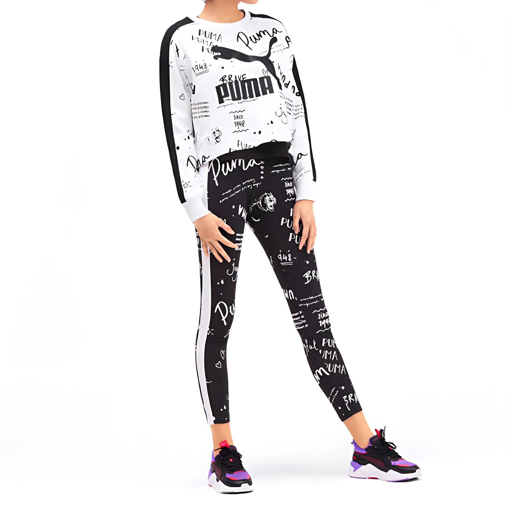 Женские худи PUMA Classics Logo Crew Aop (белый) — фото 3