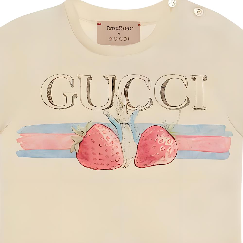 Футболка Gucci x Peter Rabbit/T Logo (кремово-белая) — фото 4