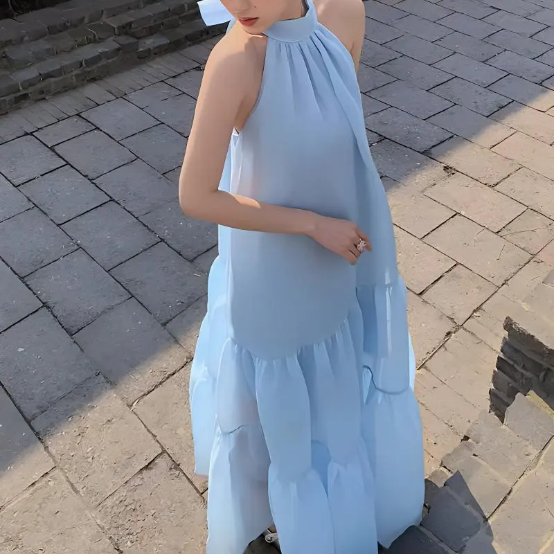 TURN UP Sleeveless Dress Women's Sky Blue