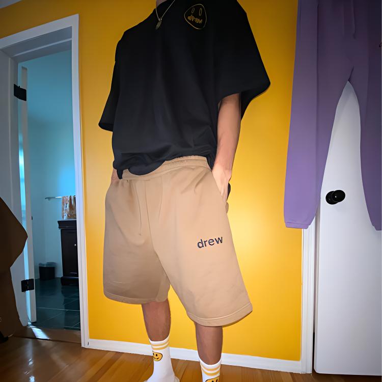 Drew house Letter Logo Series Sports Shorts Unisex Brown Moderate