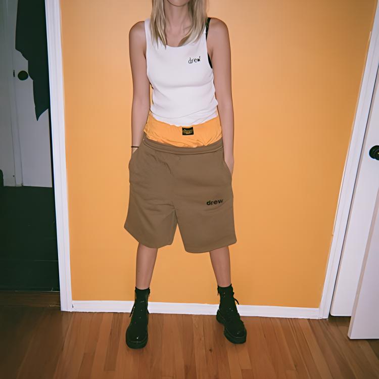 Drew house Letter Logo Series Sports Shorts Unisex Brown Moderate