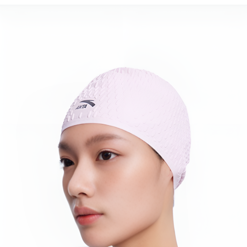 Anta Swimming Caps Silicone Swim Unisex Gray Pink