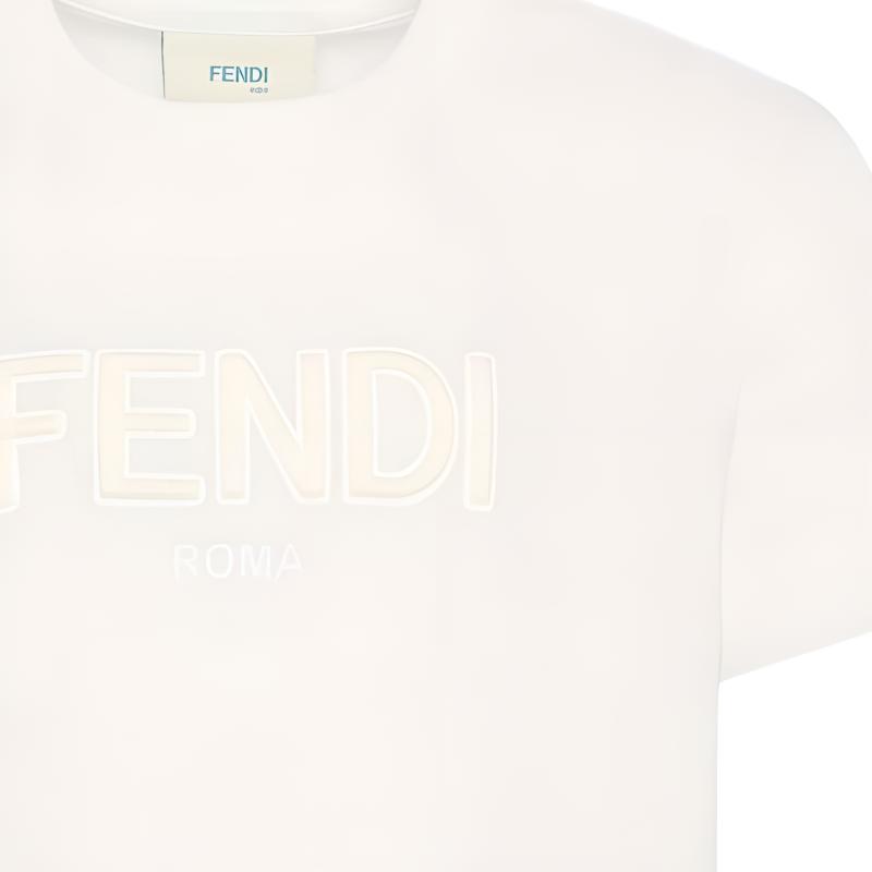 Детская футболка Fendi JUI2027AJF0TU9 (белая) — фото 4
