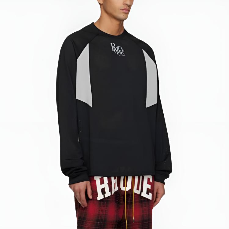Мужской лонгслив RHUDE Mesh Moto LS T-shirt (черный) — фото 3