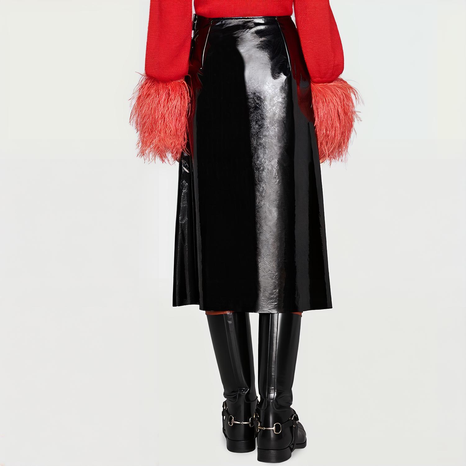 Женская юбка Gucci A-Line Midi (черная) — фото 6