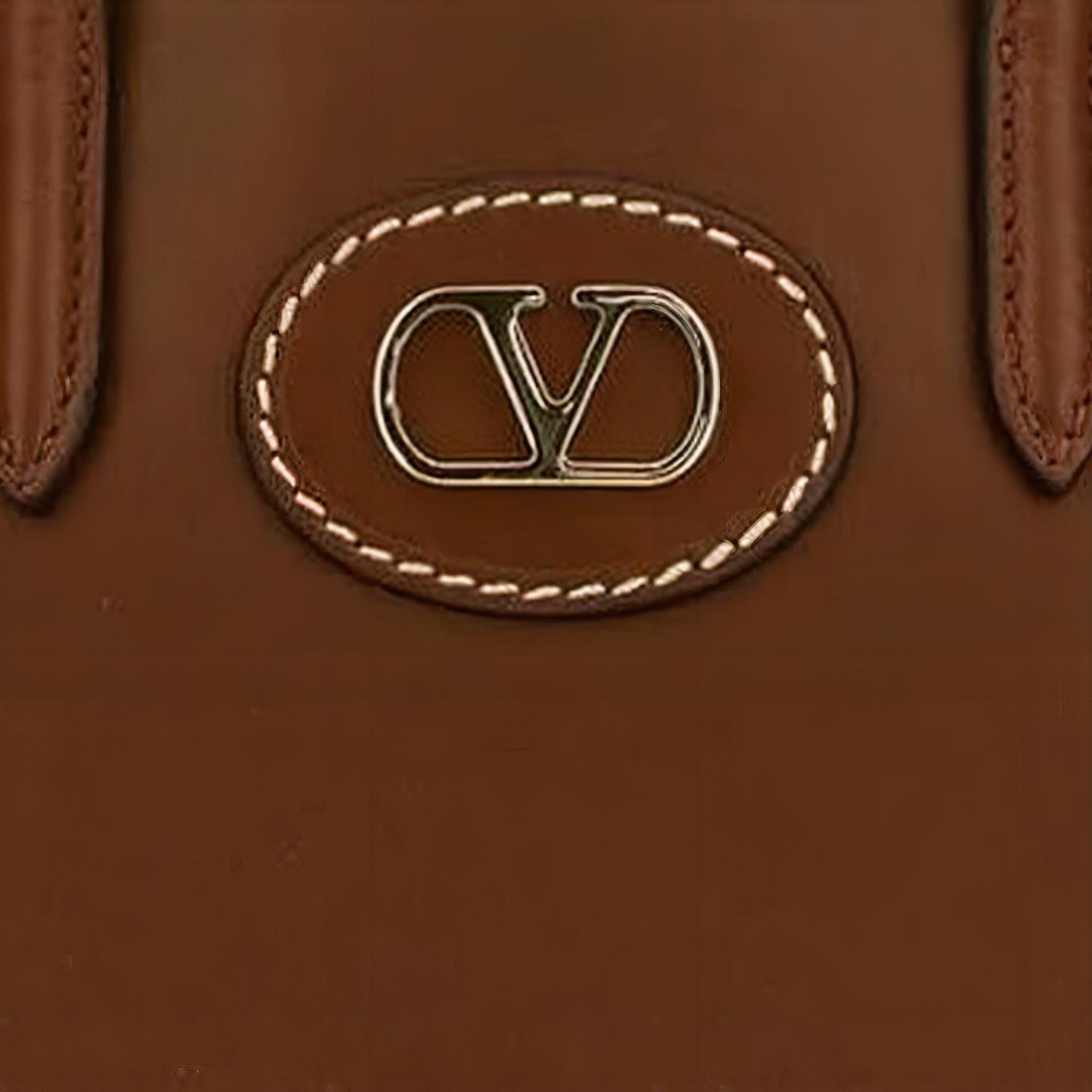 Женская сумка Valentino Antibes VLogo Tote (коричневая) — фото 5