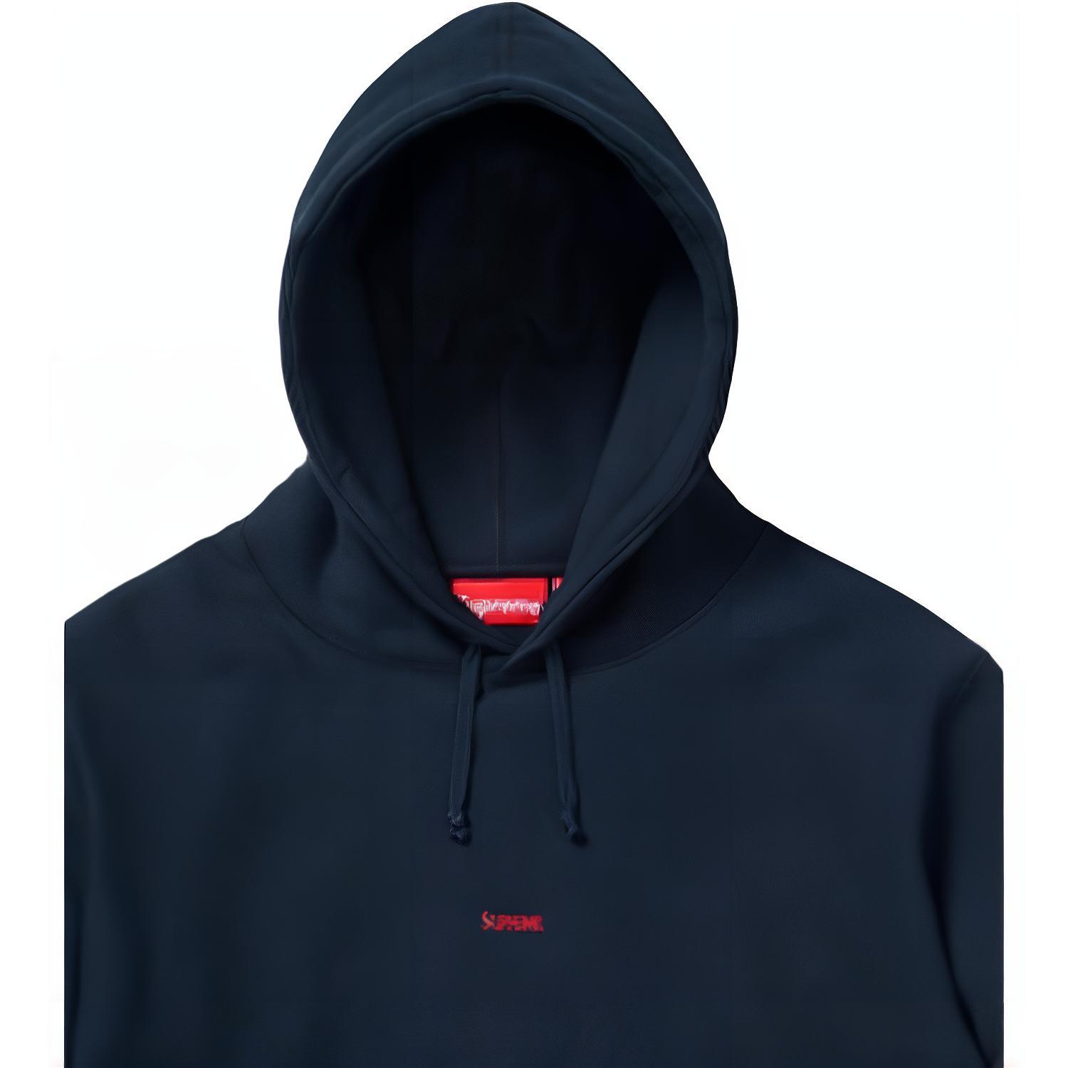 Худи Supreme FW19 Week 9 Micro Logo Hooded Sweatshirt (темно-синее) — фото 2