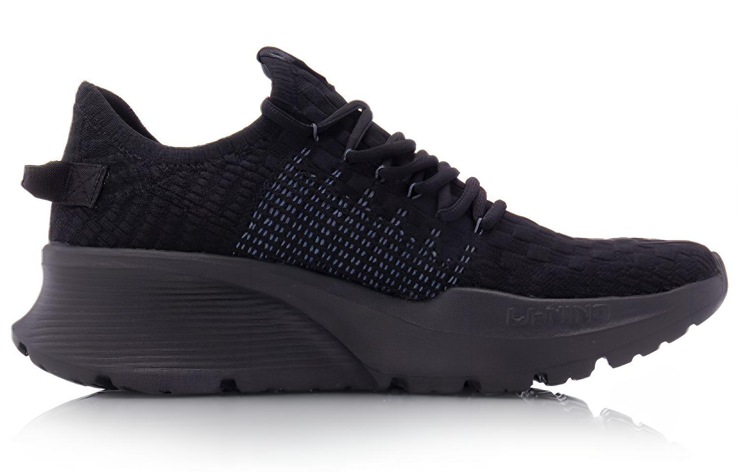 Li Ning Cushioning Lightweight Breathable Low top Running Shoes Unisex Standard Black