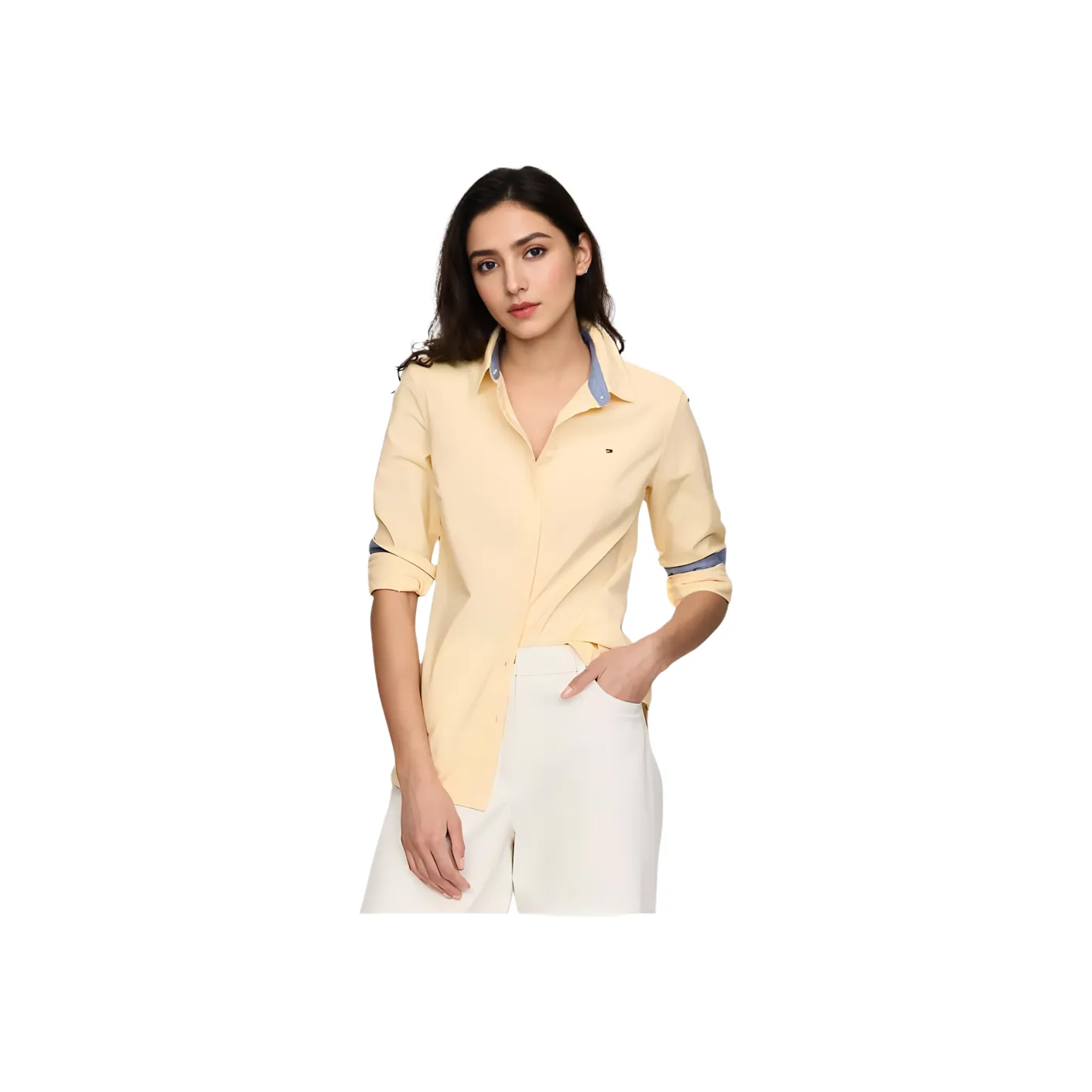 Tommy Hilfiger Regular Fit Stretch Oxford Shirt Shirt Women's Yellow