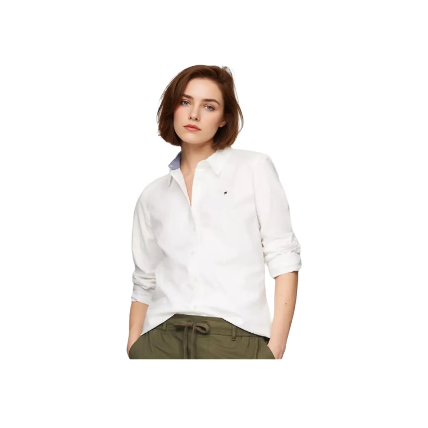 Tommy Hilfiger Регулярный крой эластичный Оксфорд рубашка женский белый