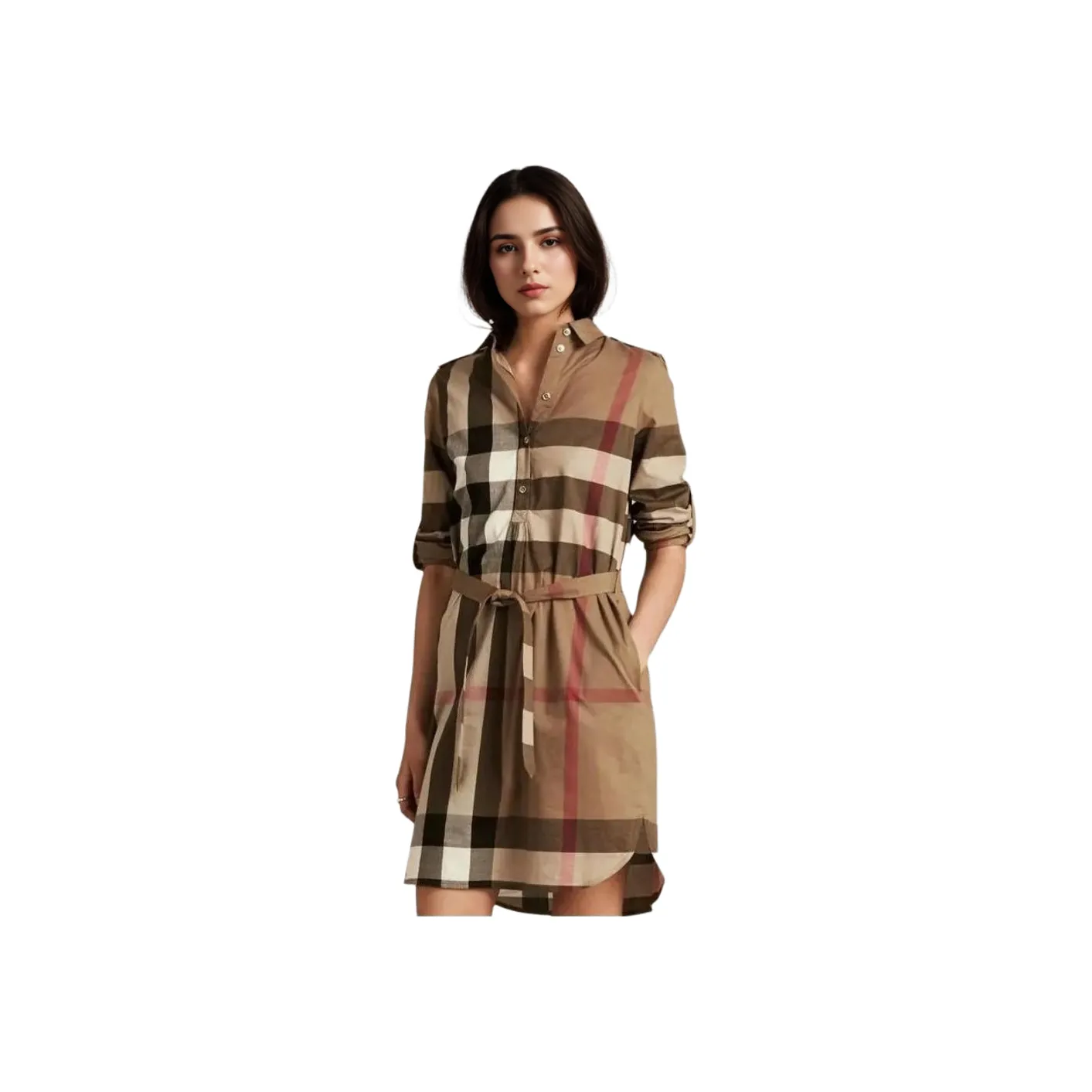 Burberry Long Sleeved Dress Women's Brown