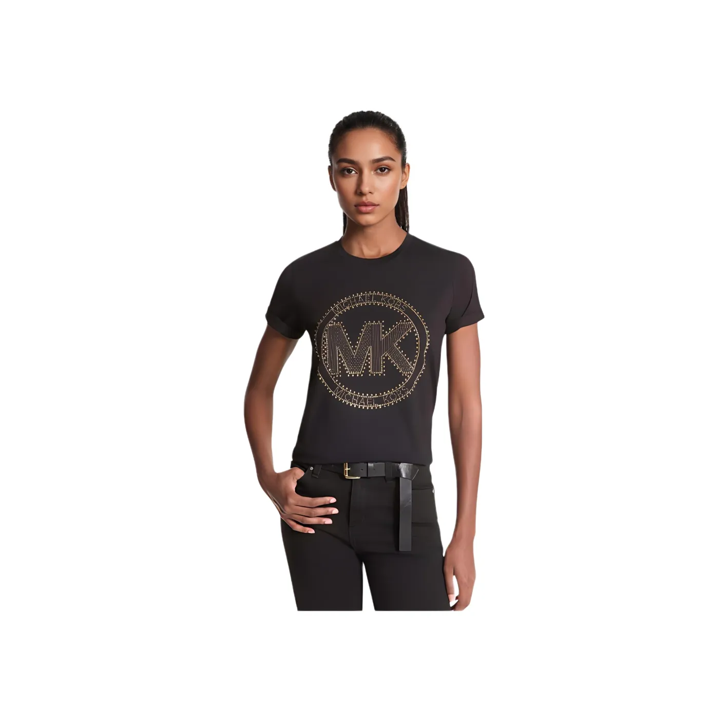 Studded Logo Charm Organic Cotton Jersey T Shirt