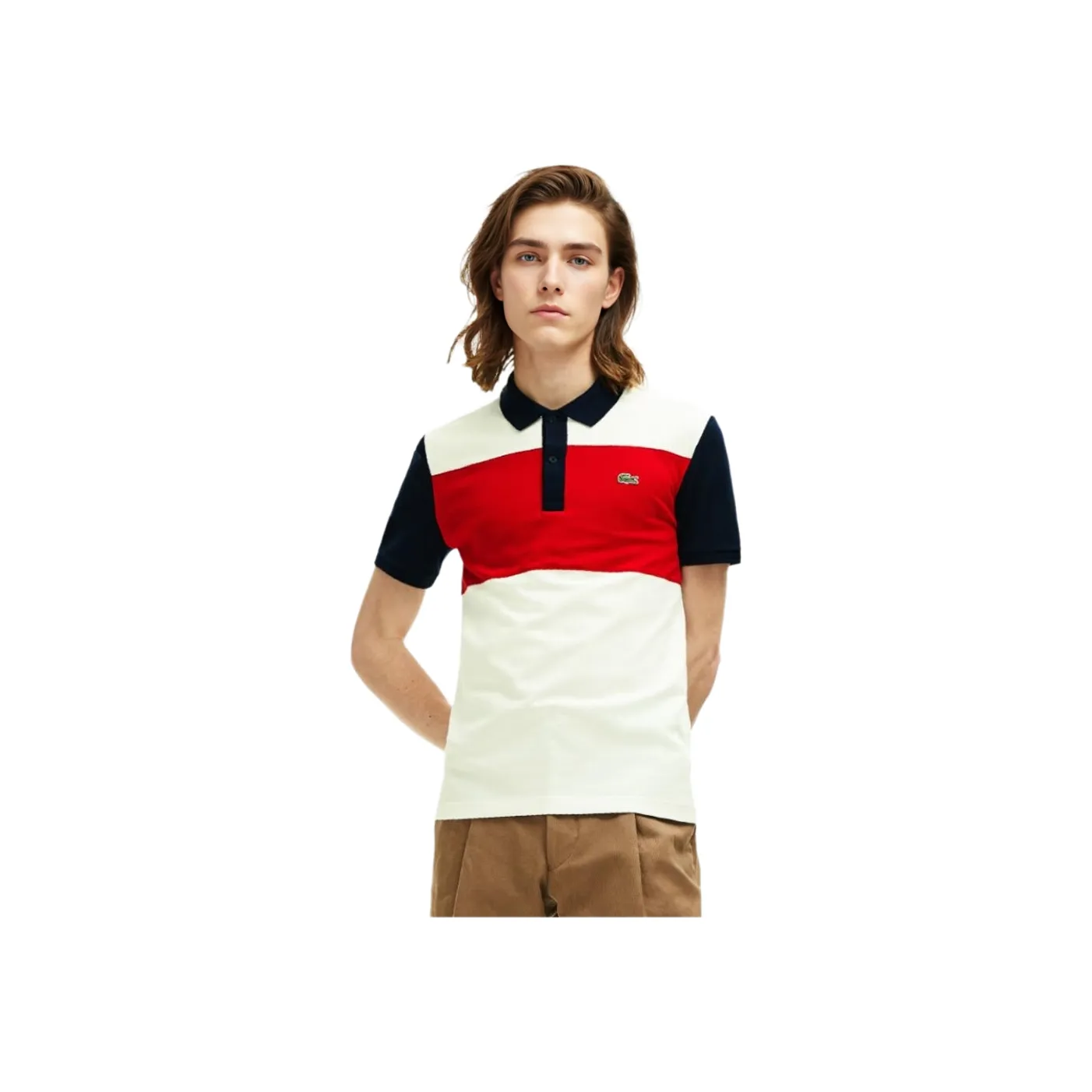LACOSTE Polo Shirts Men Navy Blue Red White