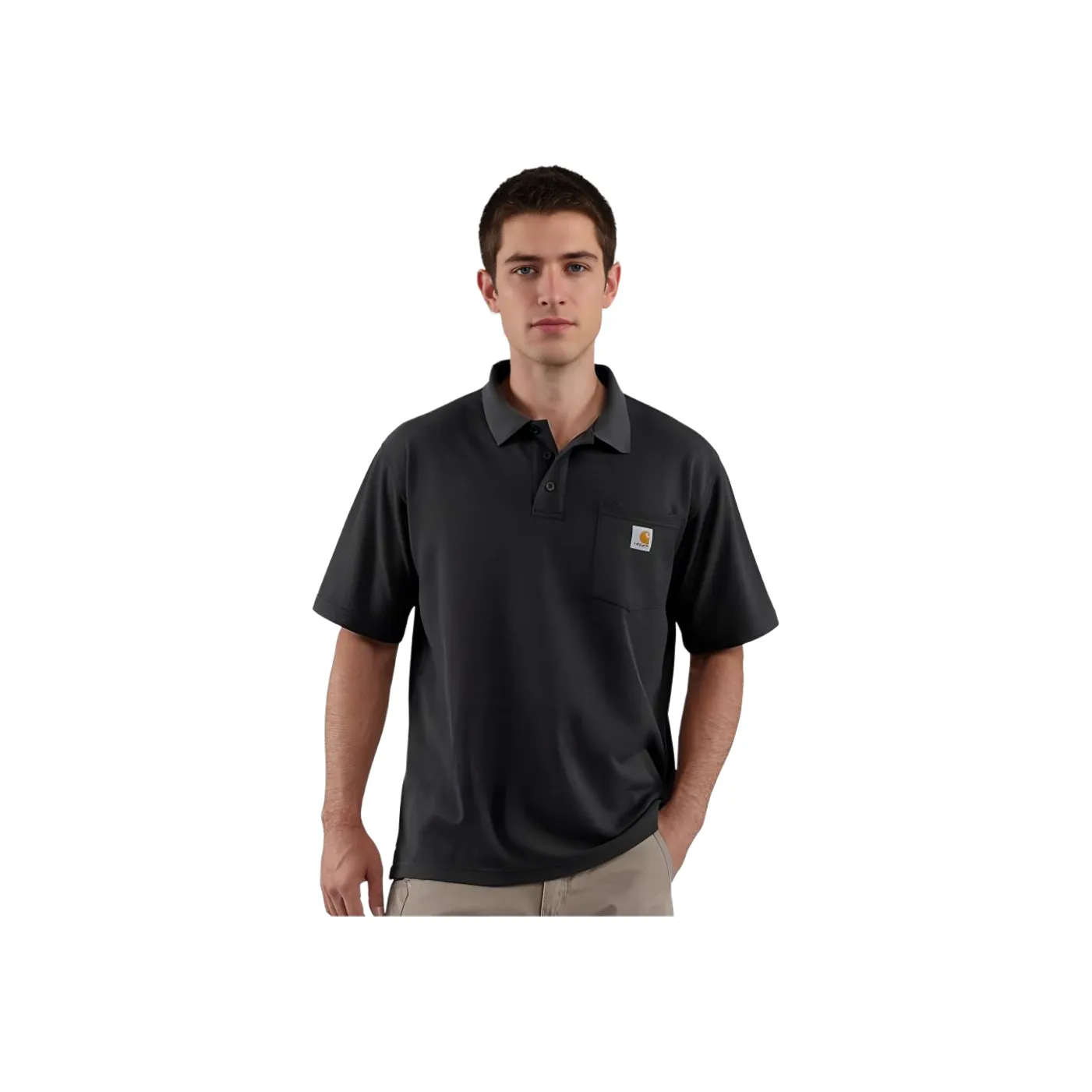 Carhartt 106685 Loose Fit Midweight Short Sleeve Pocket Polo Shirt Men's Black