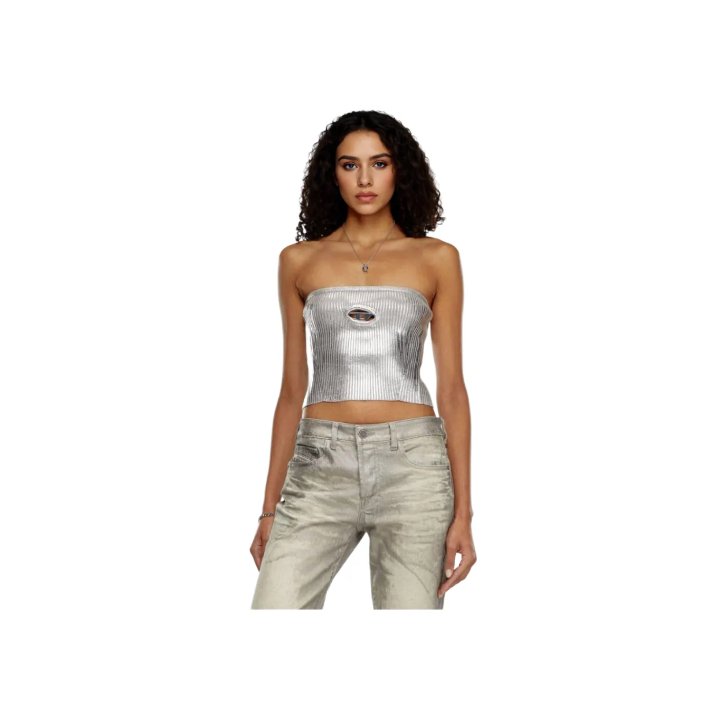 DIESEL Strapless Tops Women's Silver