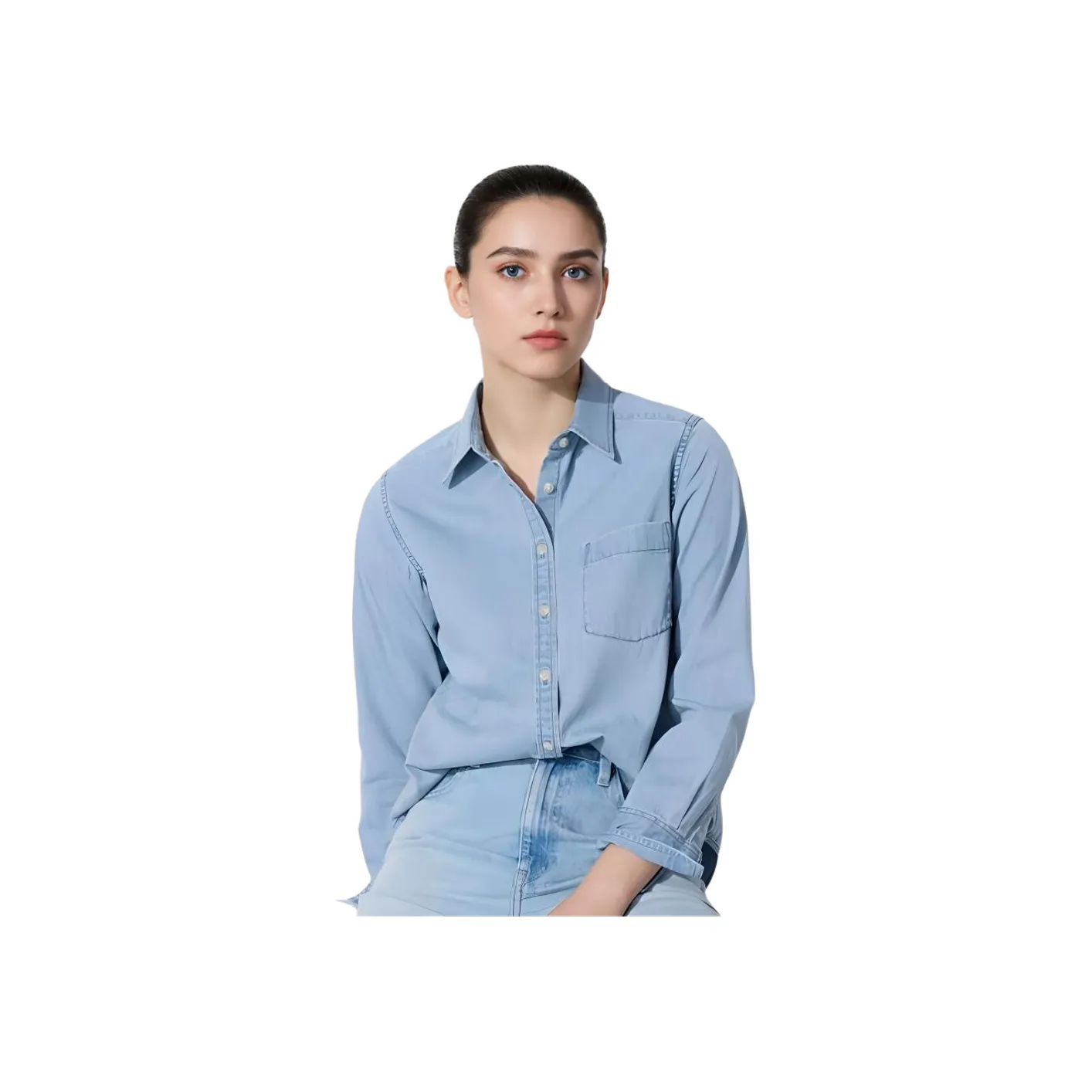 UNIQLO Розовый/синий Женские Рубашки