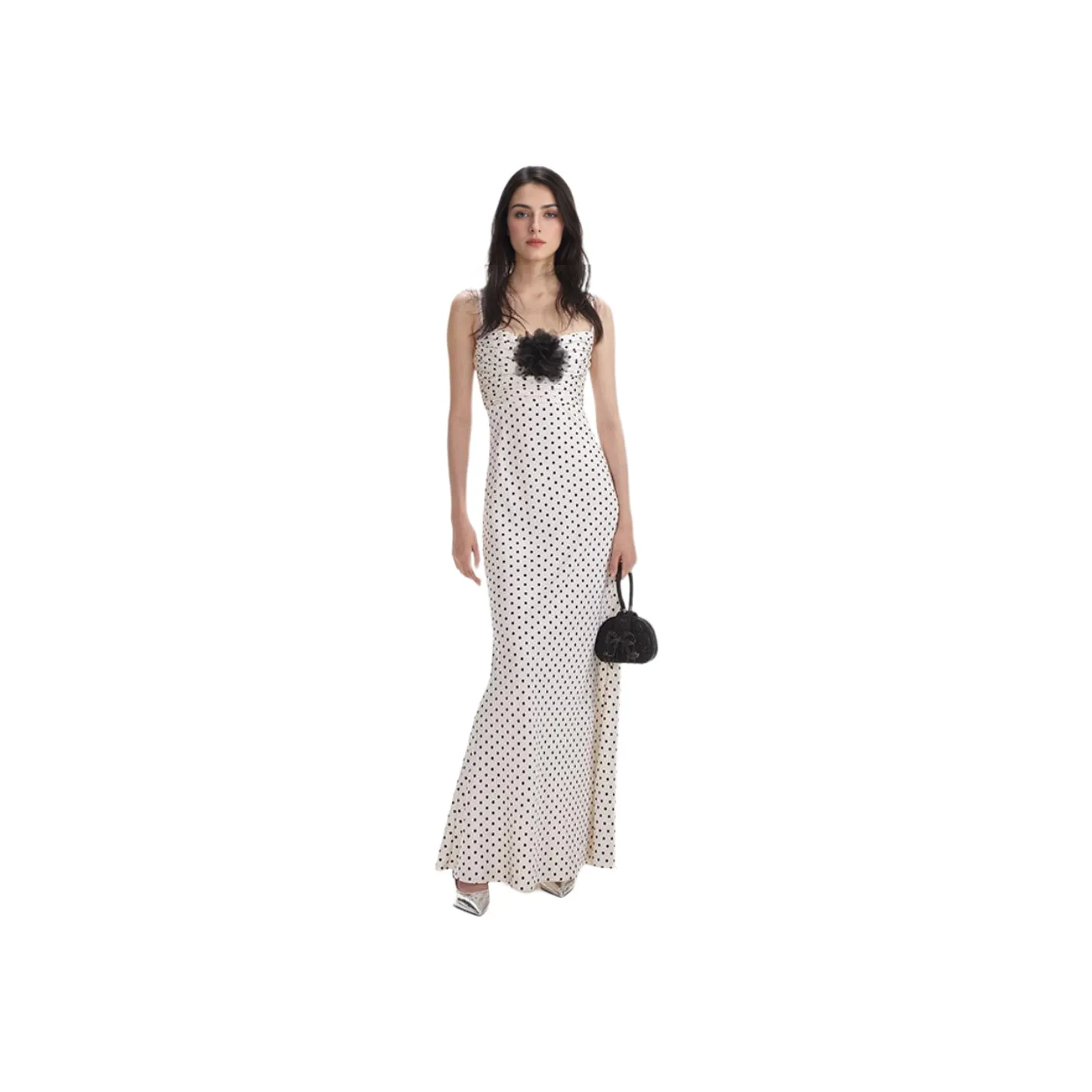 Self-portrait Slip Dresses Women's White Dot Pattern