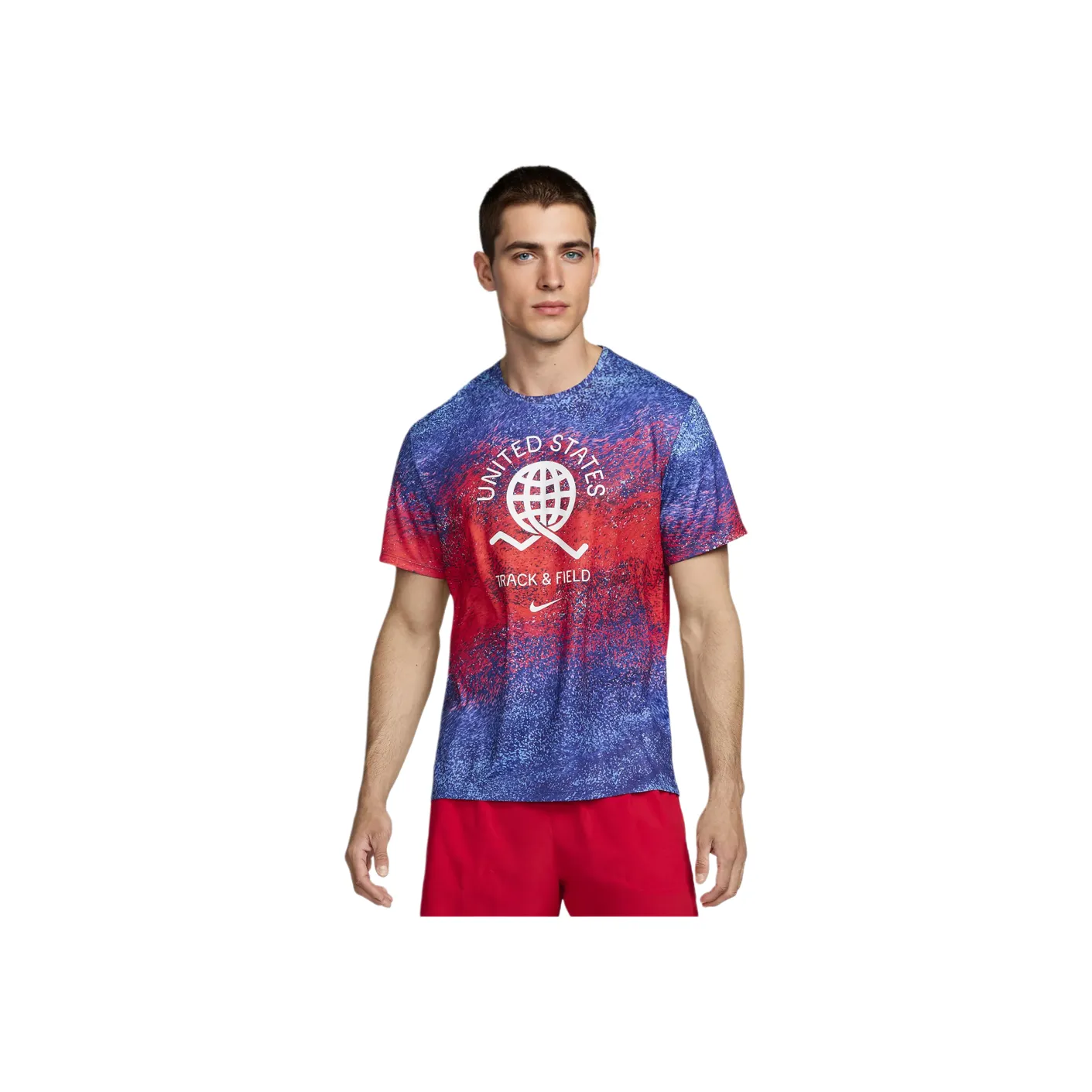 Nike Dri Fit Короткий рукав Бег Топ T Рубашка Мужская Ярко-красная