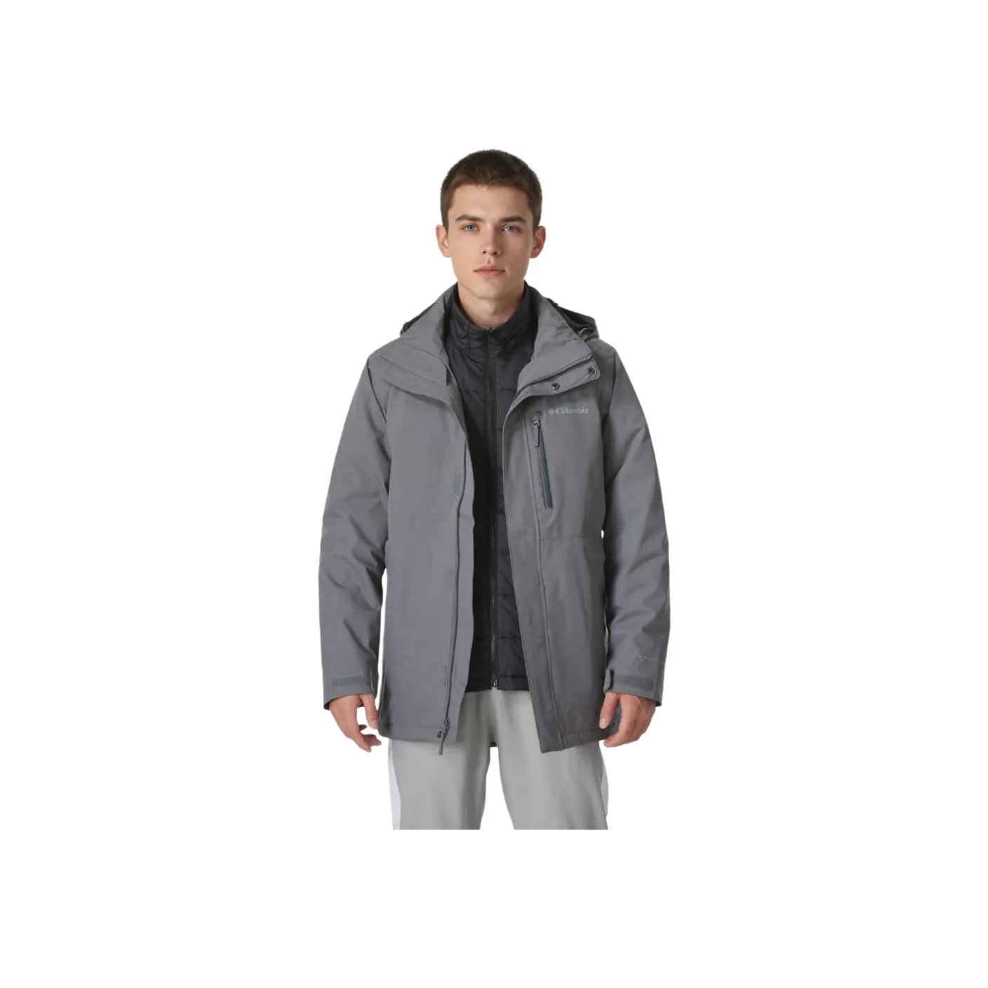 Columbia Omni-Heat Water-Resistant Windproof Warm Lightweight Windbreaker Jacket Men's Gray
