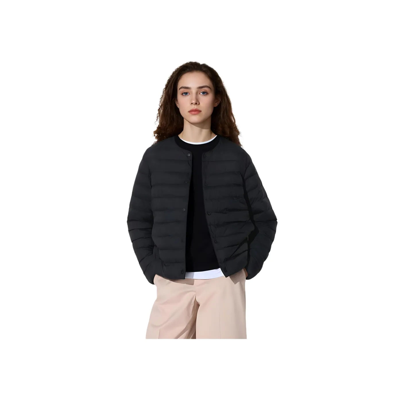 UNIQLO Хлопковый пуховик женский черный