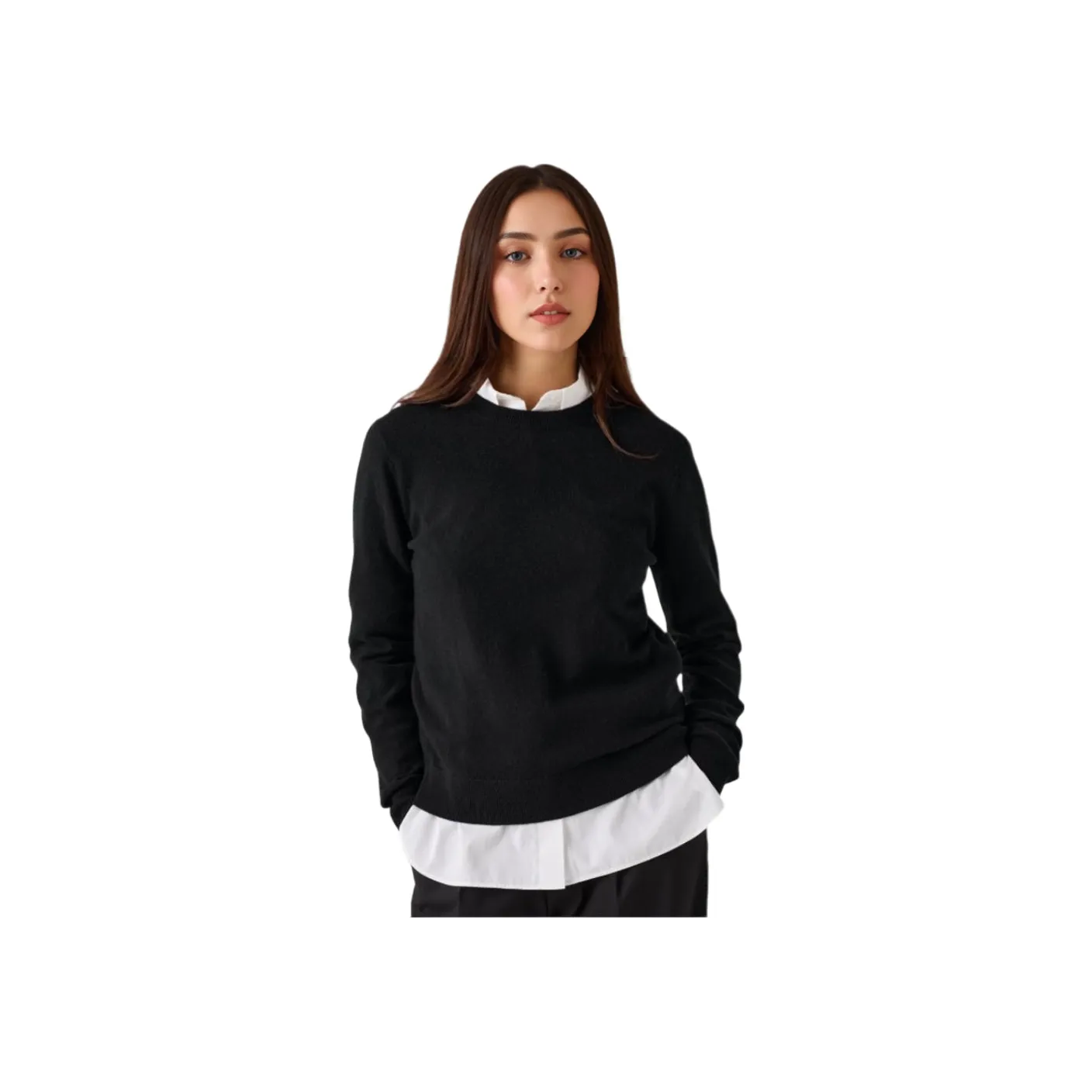 UNIQLO Кашемир Свитер Женский Классический Черный