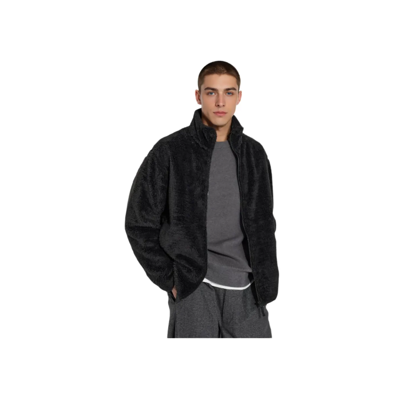 UNIQLO Бархат Feel Куртка Унисекс Черный