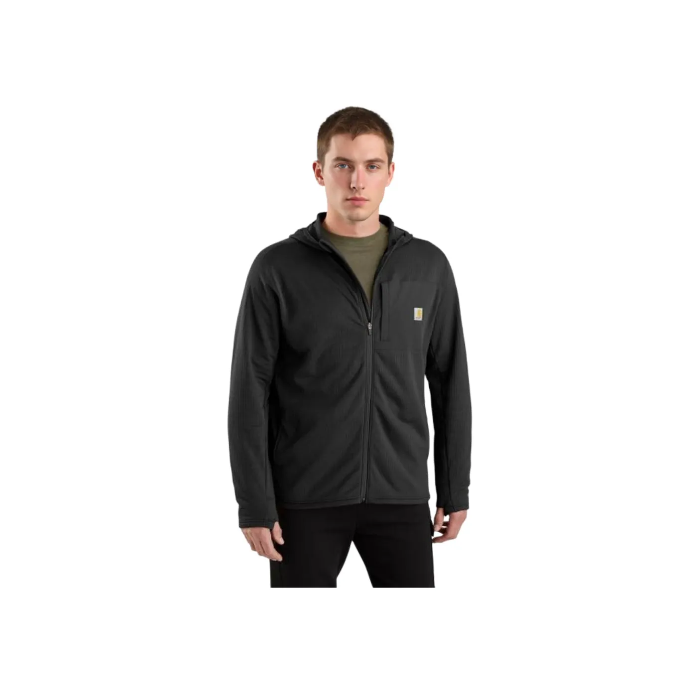 Carhartt 106625 Full Zip Long Sleeve Hooded T Shirt T Shirt Relaxed Fit Men's