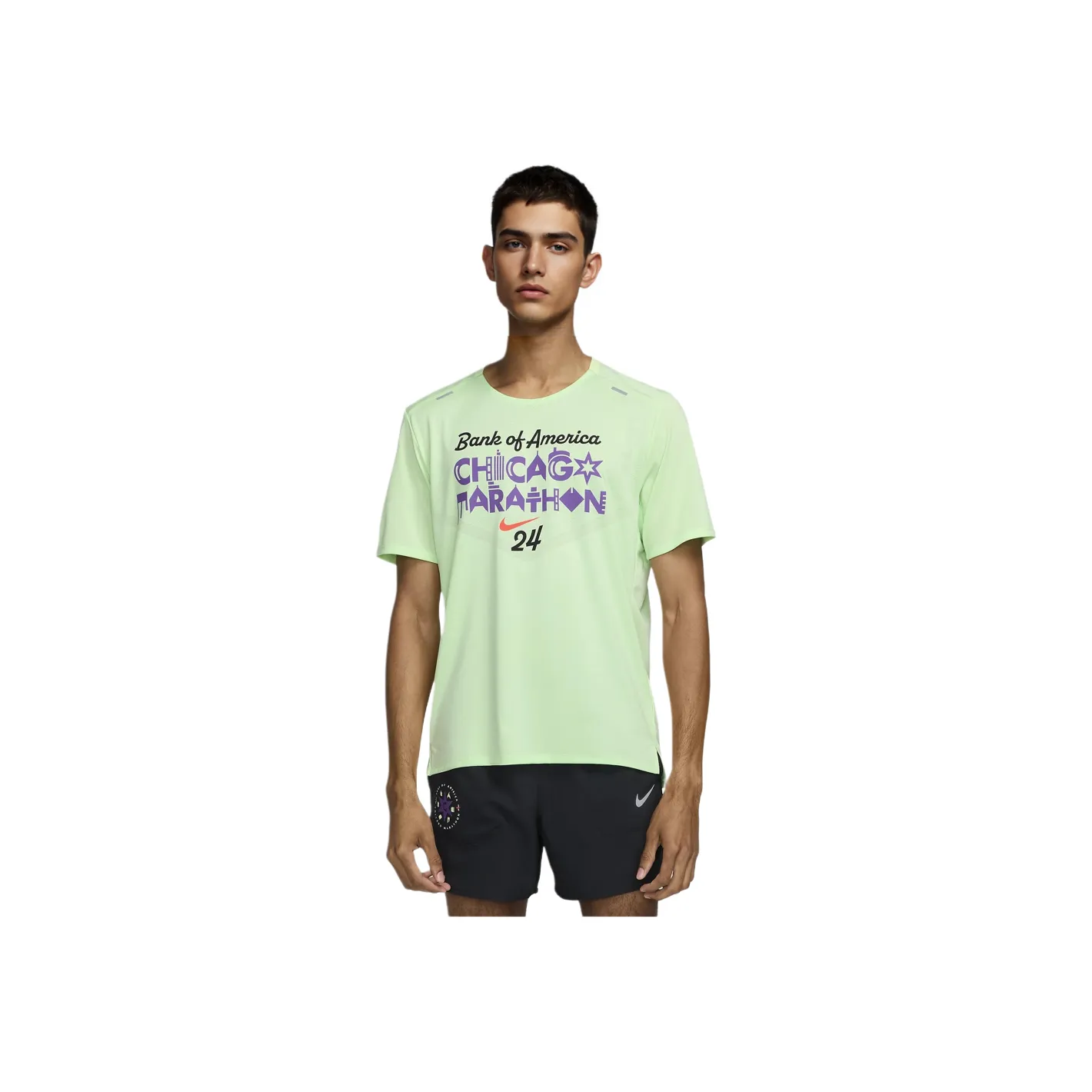 Nike RISE 365 T Shirts Men Mist Green/Bright Dark Red