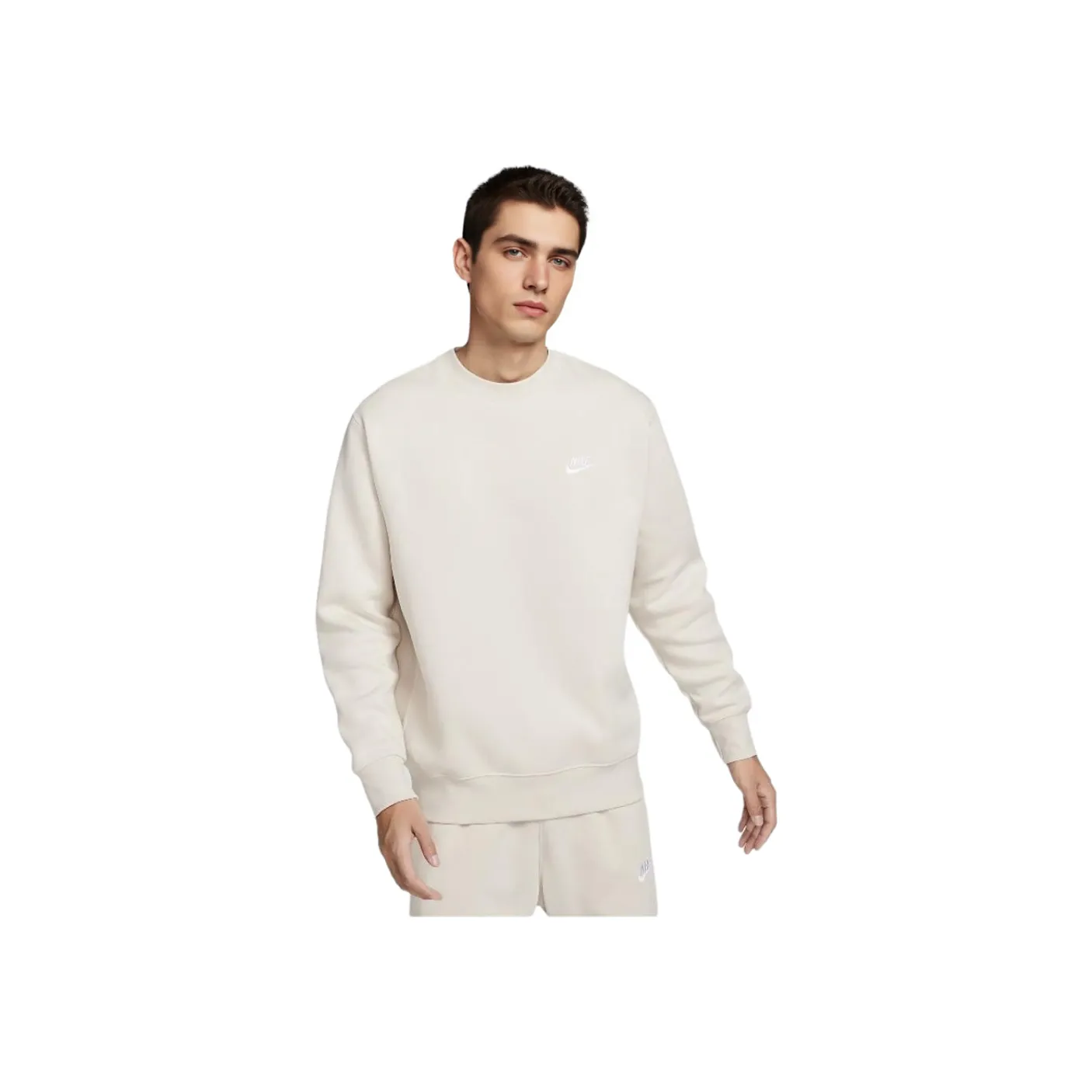 Nike Sportswear Club Флис Толстовка Мужской Белый Светлый Earth Умбра