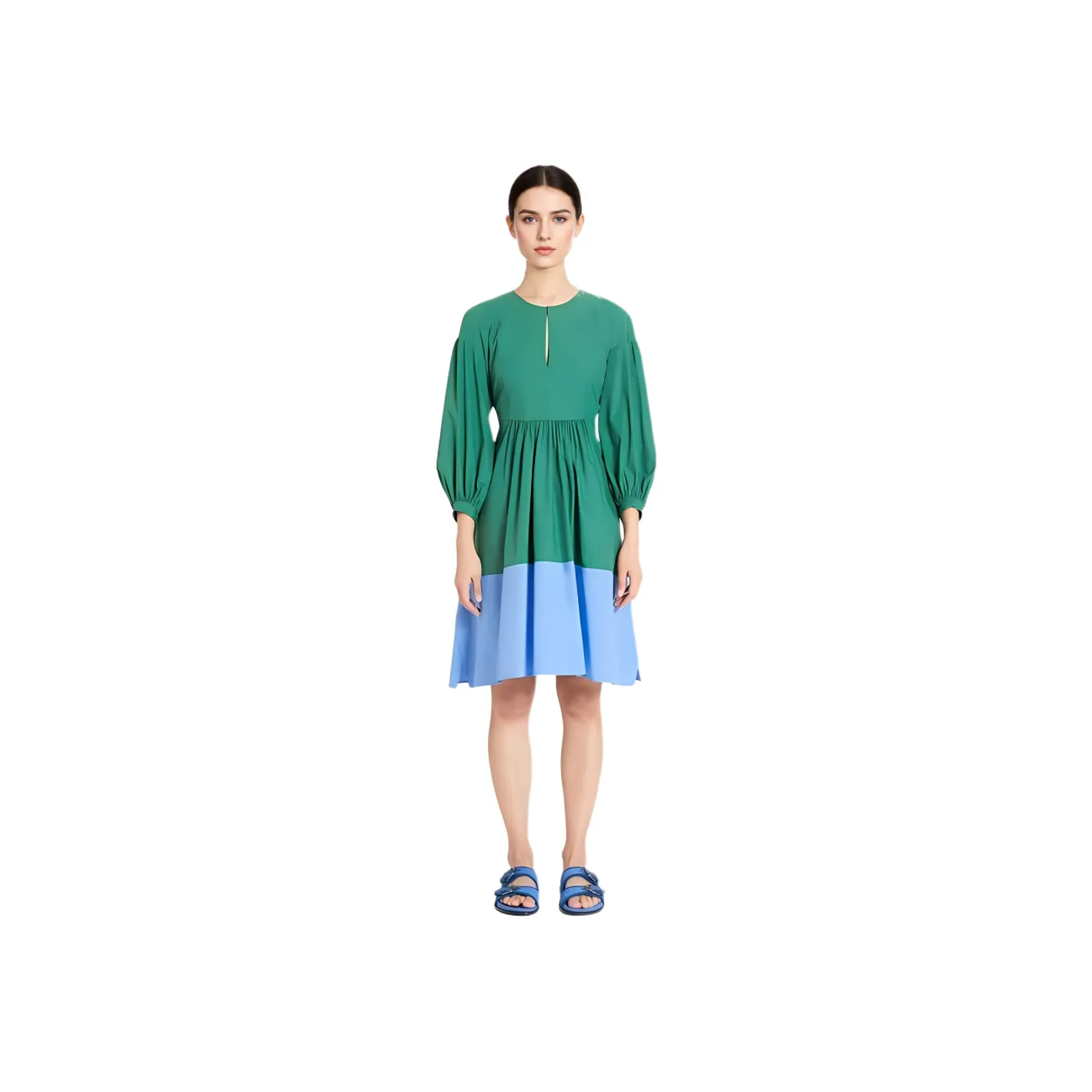 MaxMara Long Sleeved Dress Women's Blue Green Multicolor