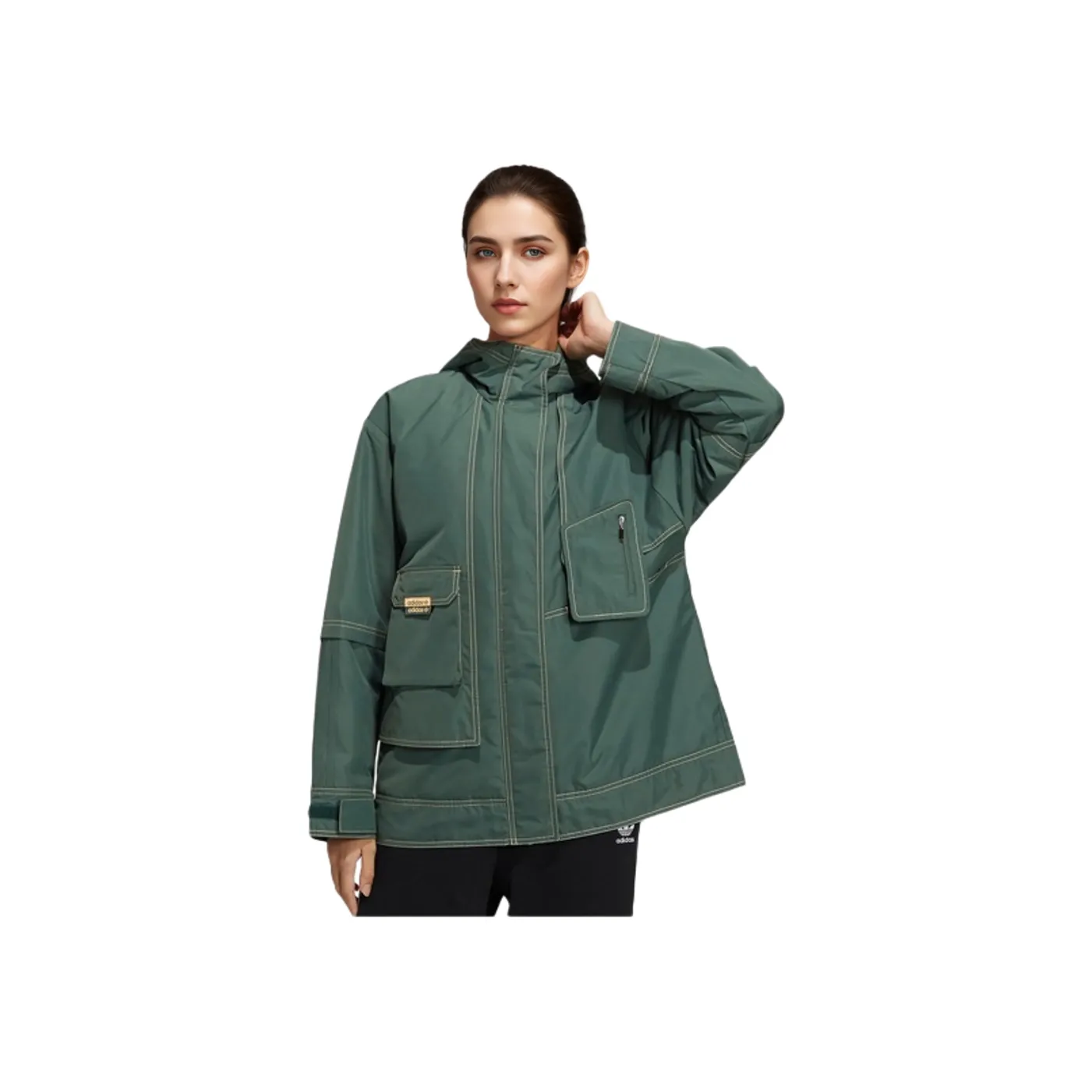 Adidas Originals Пуховик Женский Лесной Зеленый