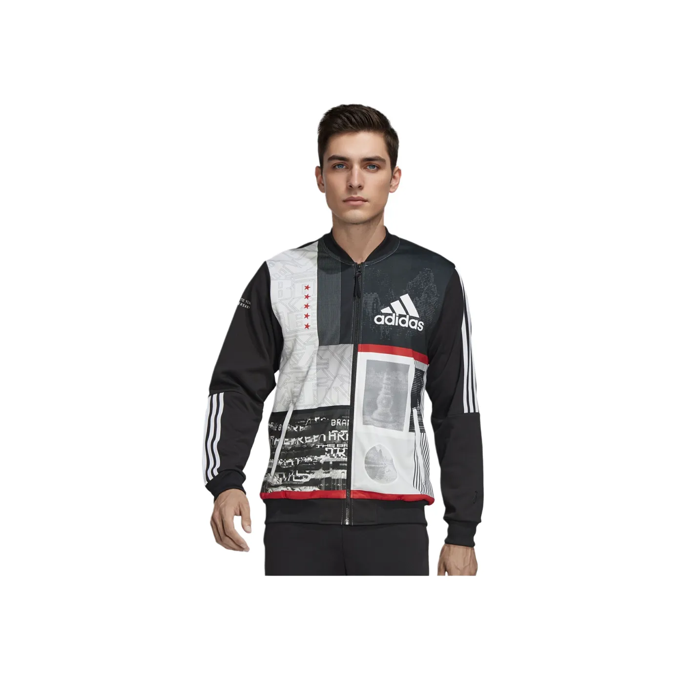 Adidas Куртки и Пальто Мужские Черный Белый С принтом