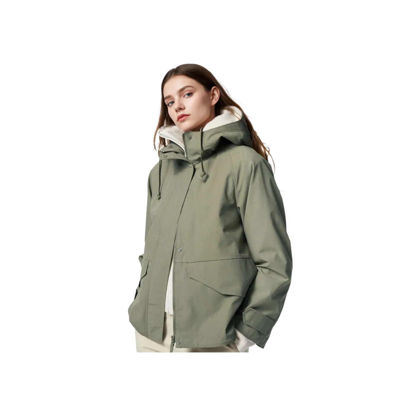 UNIQLO Куртки и Пальто Женские Темно-оливковый