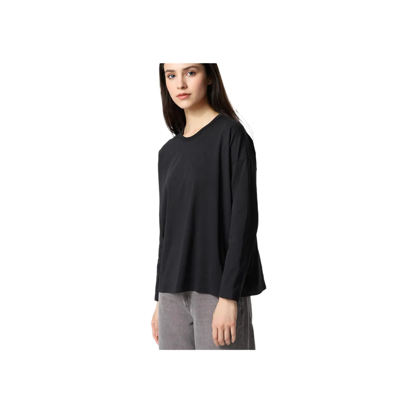 UNIQLO Drop Shoulder Sleeve T Shirt Women's Black