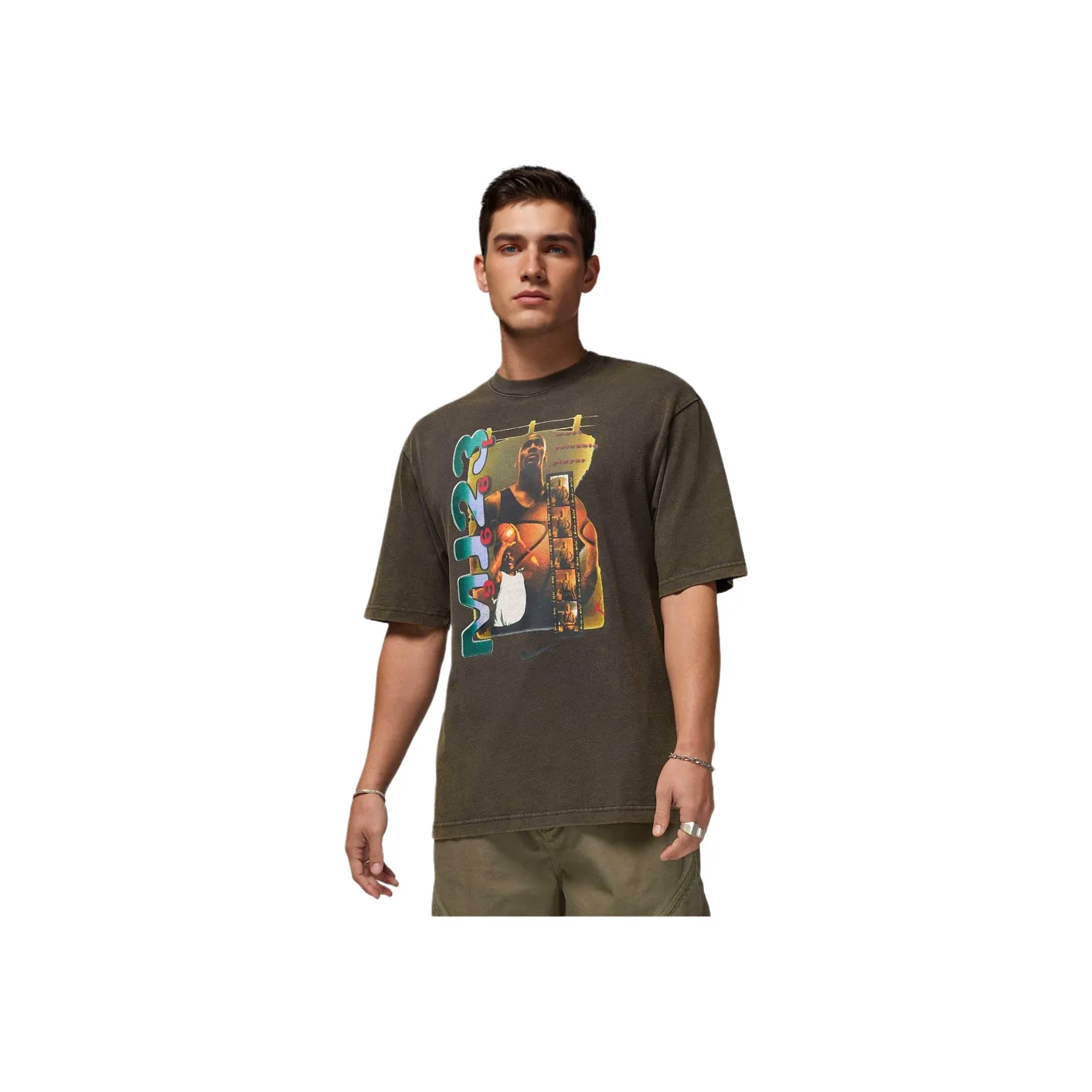 Джордан Мужская Короткая Рукавная Рубашка Мужская Черная Angel