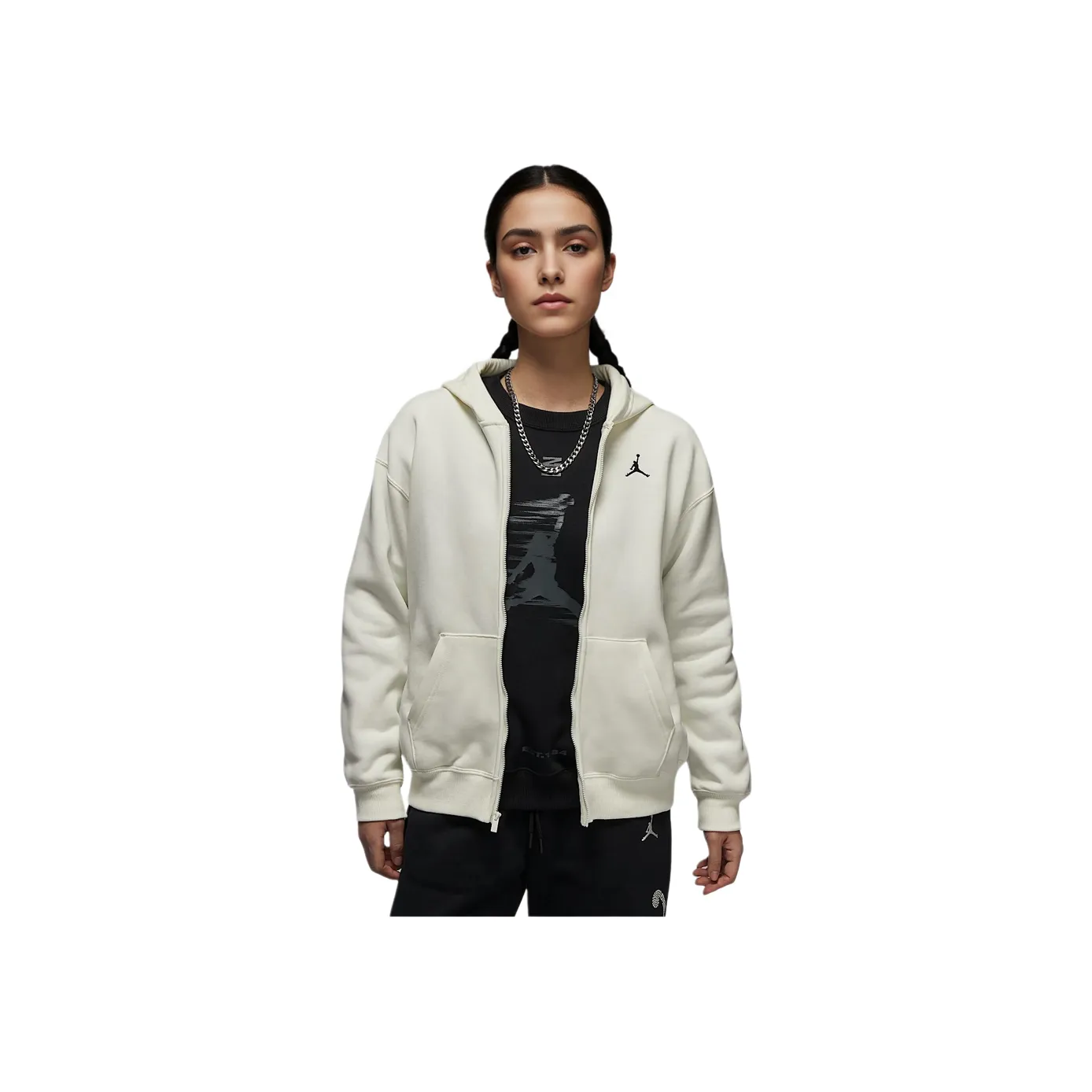 Jordan Brooklyn Fleece FW24 Толстовка Женская Холст Белый Черный