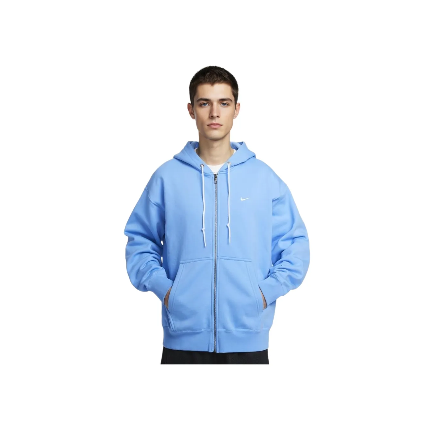 Nike Solo Swoosh Zip Up Drawstring Hoodie