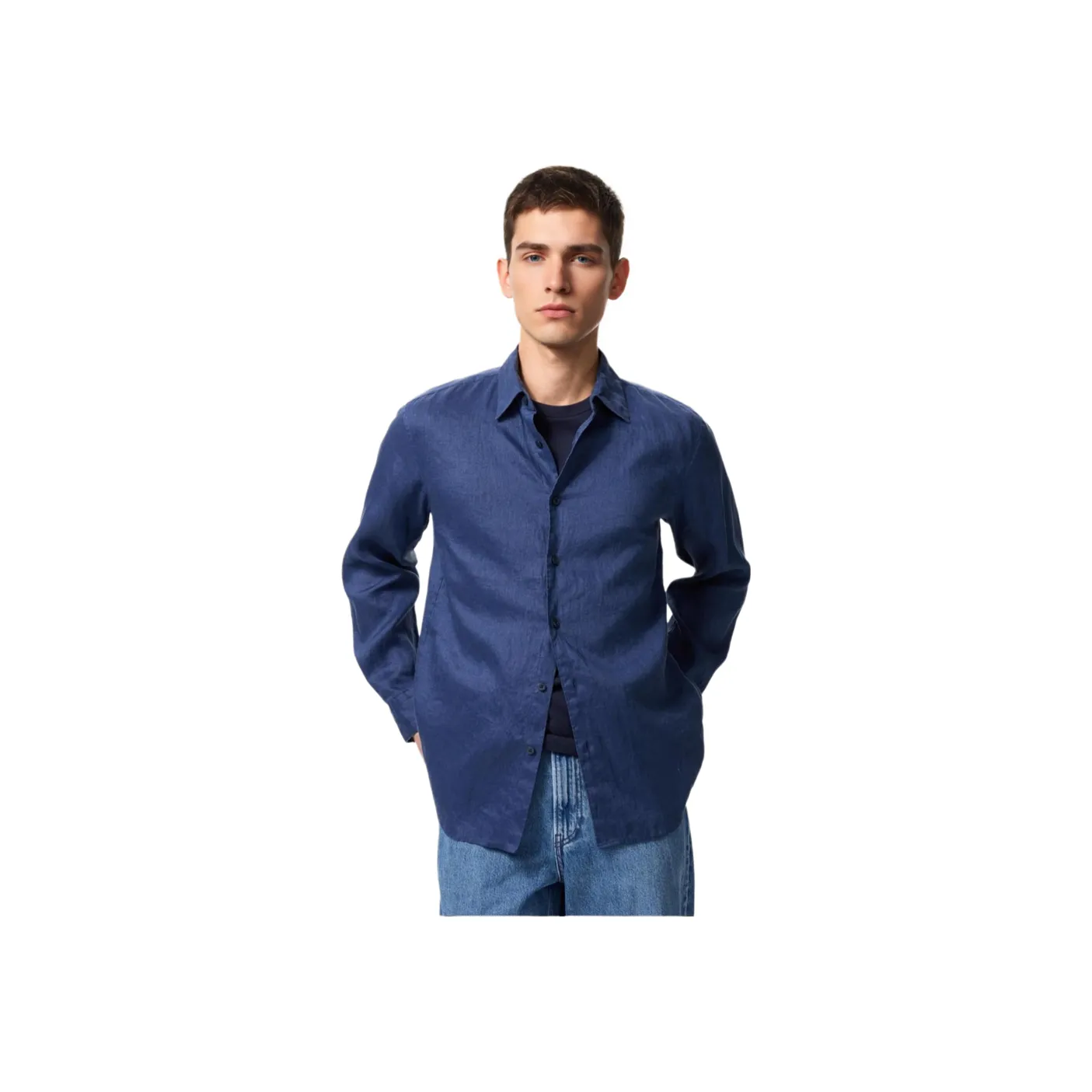 UNIQLO Королевский синий Унисекс Рубашки