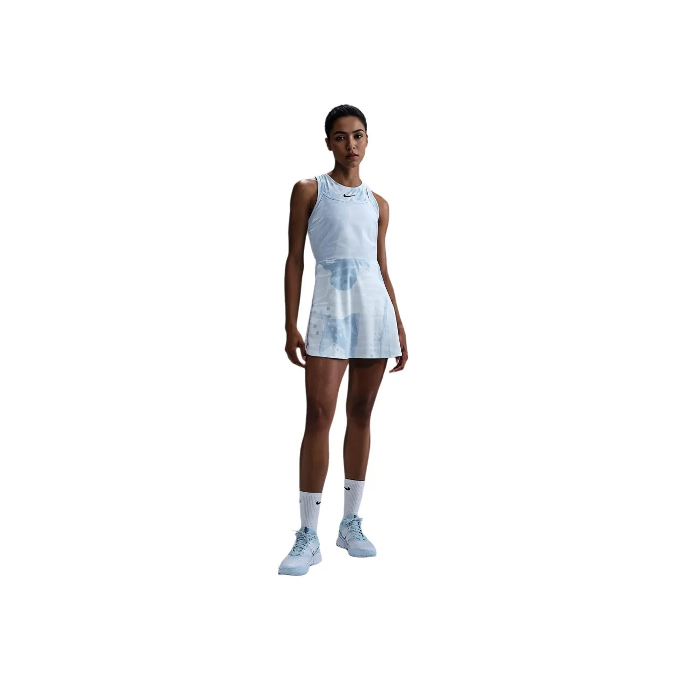 nike Court SlamDri Форма Без рукавов Платье Женское Белое Футбольно-серое High Voltage Цвет Средне-серое
