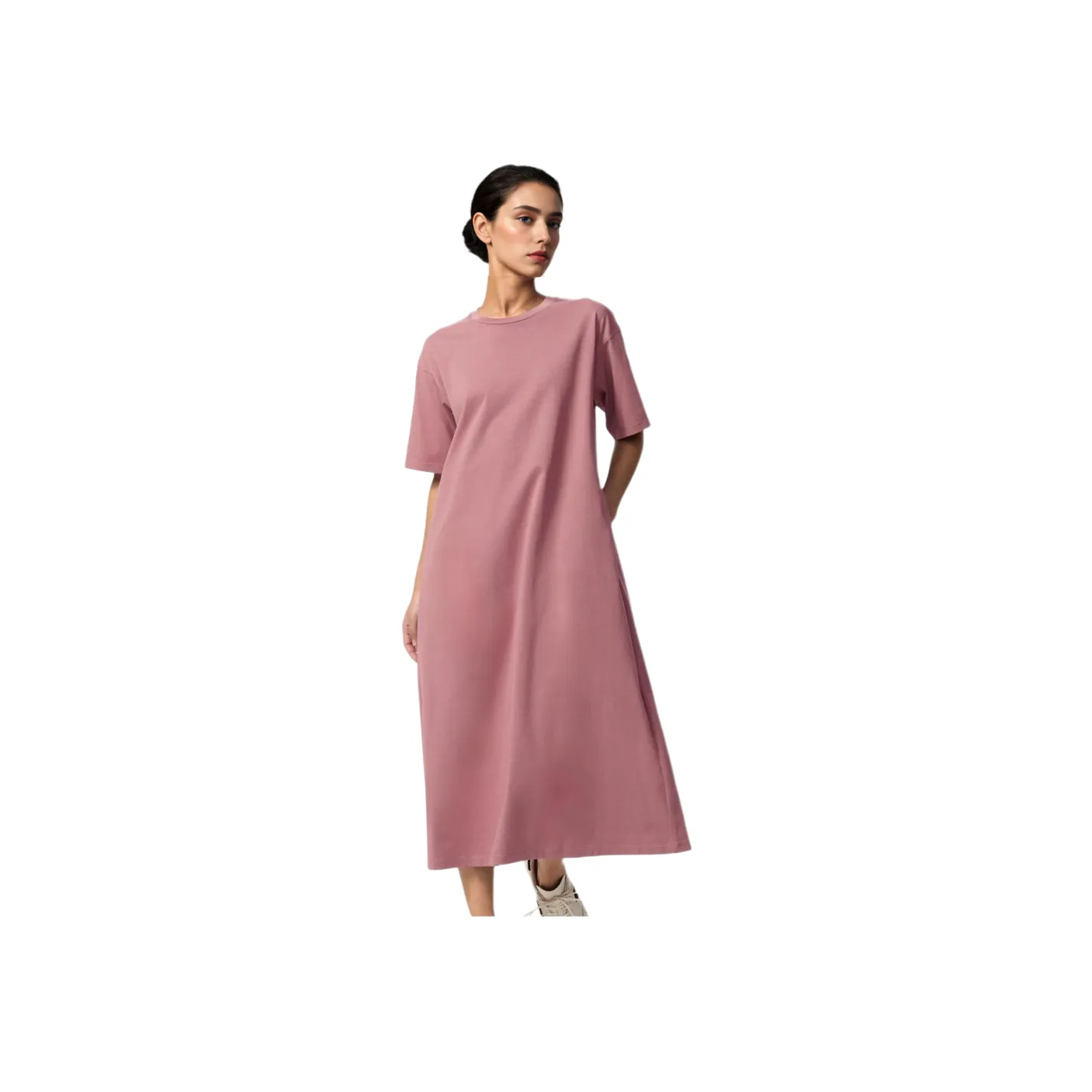 UNIQLO AIRism Mesh Series Short Sleeved Dress Women's Peach Pink