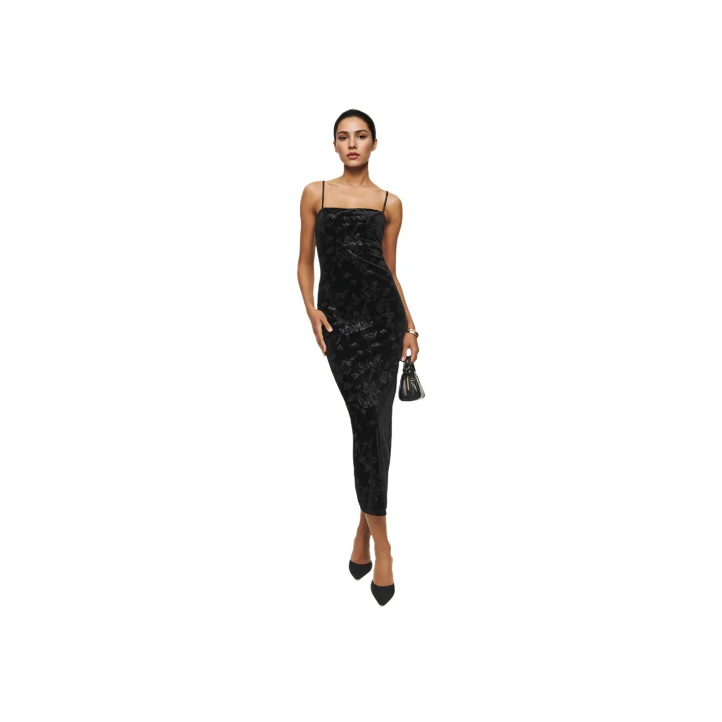 REFORMATION Elise Knit Dress Slip Dresses Women's Black