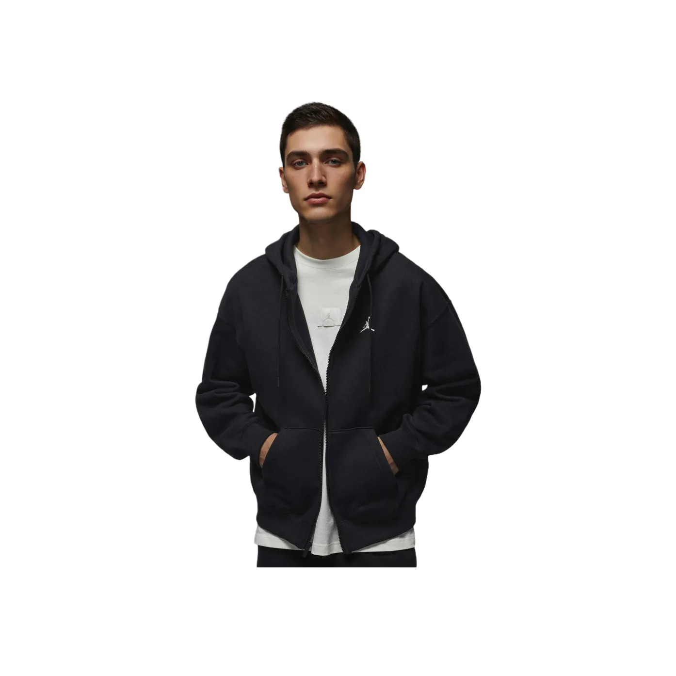 Jordan Brooklyn Fleece SS25 Толстовка Мужской Черный Парусный Белый