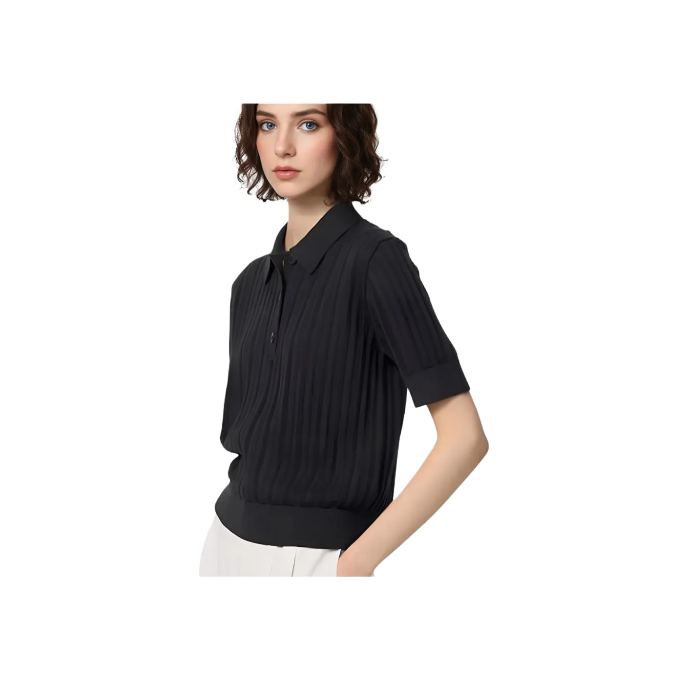 UNIQLO Comptoir Des Cotonniers Collaboration SS25 Polo Shirt Women's Black