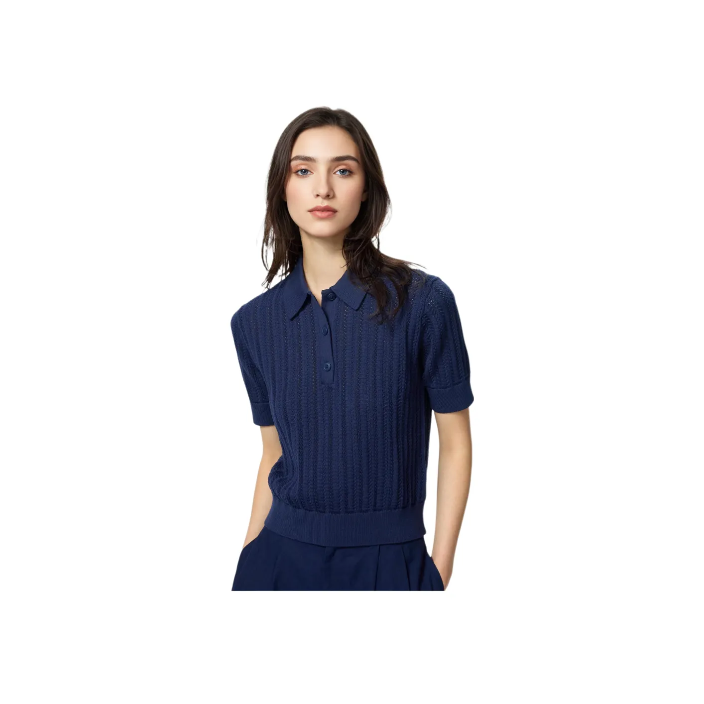 UNIQLO Comptoir Des Cotonniers Collaboration SS25 Polo Shirt Women's Blue