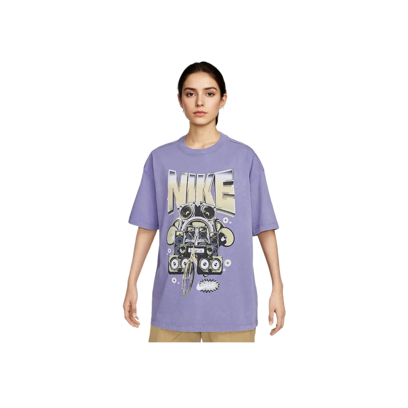 Nike Sportswear SS25 Рукав с оборванным плечом T-рубашка Женская Фиолетовая